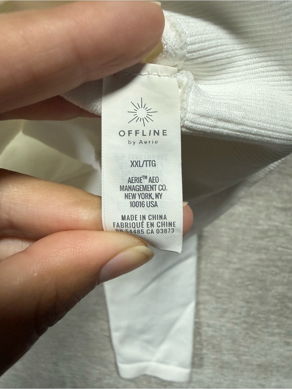 Offline by Aerie White Long Sleeve Cropped Active Top Stretch XXL Gym Workout - Picture 5 of 6